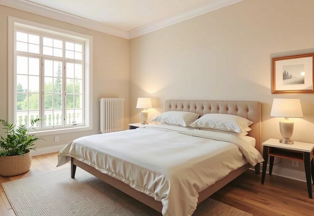 Dormitor liniștit, lumină blândă.