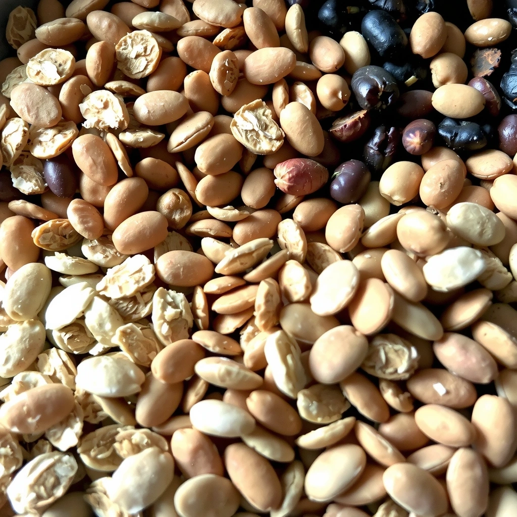 Diverse cereale integrale, inclusiv ovăz, quinoa și orez brun, alături de leguminoase uscate